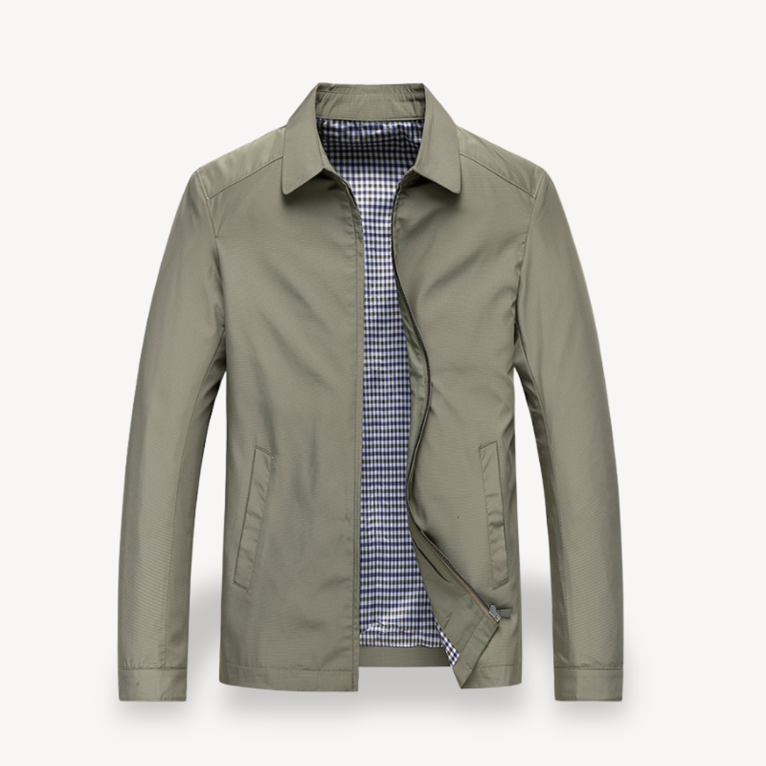 Men's lightweight tailored jacket with zipper closure, breathable slim fit for modern casual style