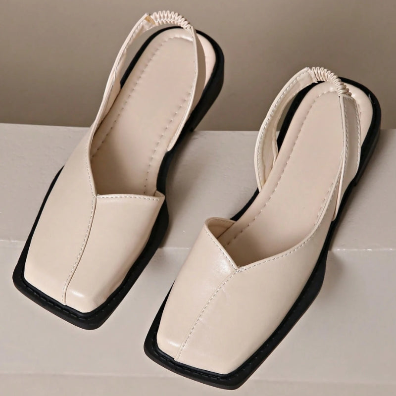 Gia Ferone black vegan leather slip-on flats with square toe and cushioned comfort insole