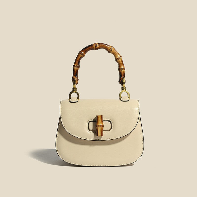 Sophie structured genuine leather handbag bamboo handle elegant women fashion bag timeless silhouette