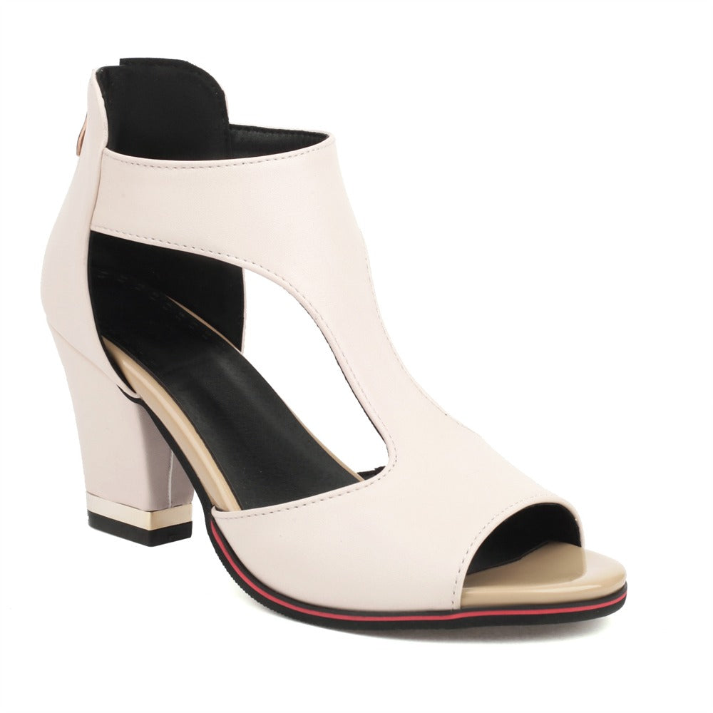 Beige leather orthopedic heeled sandals with gel cushioning for all-day foot and knee pain relief