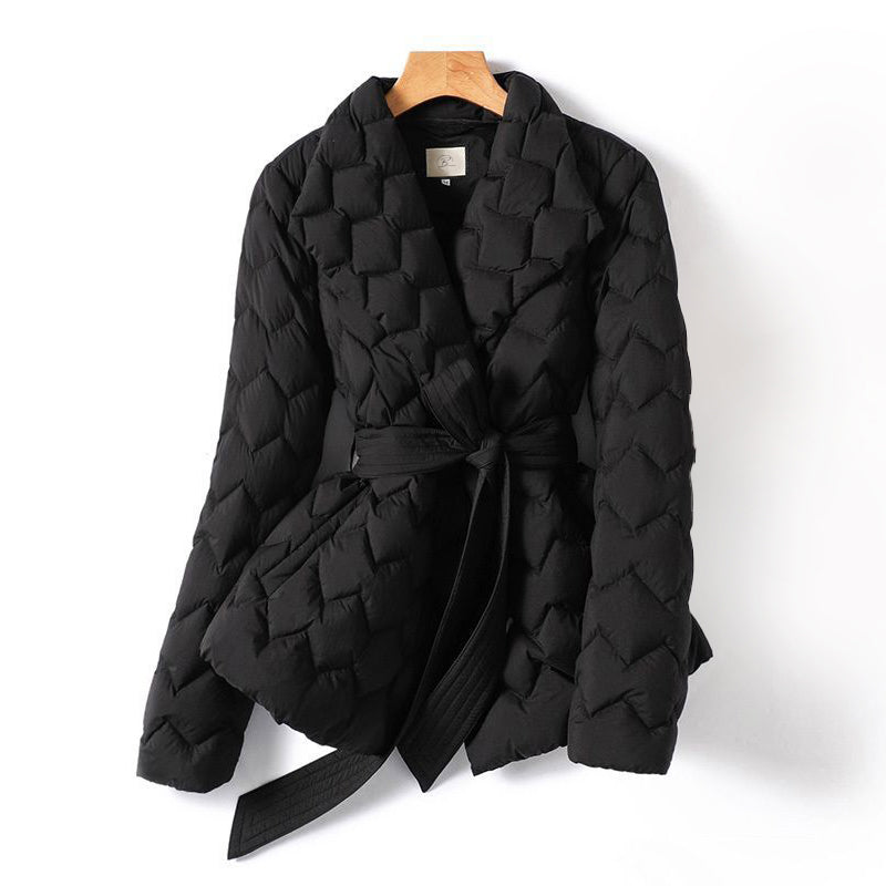 Women's Lea lightweight down jacket in silky soft fabric, sleek feminine cut with luxurious smooth finish