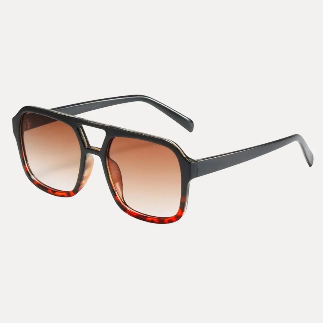 Women's tortoiseshell square sunglasses thick frame double bridge bold vintage UV400 eyewear