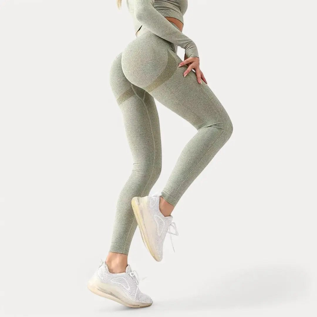 Black high-waisted sculpting leggings seamless contour design breathable performance fit for women