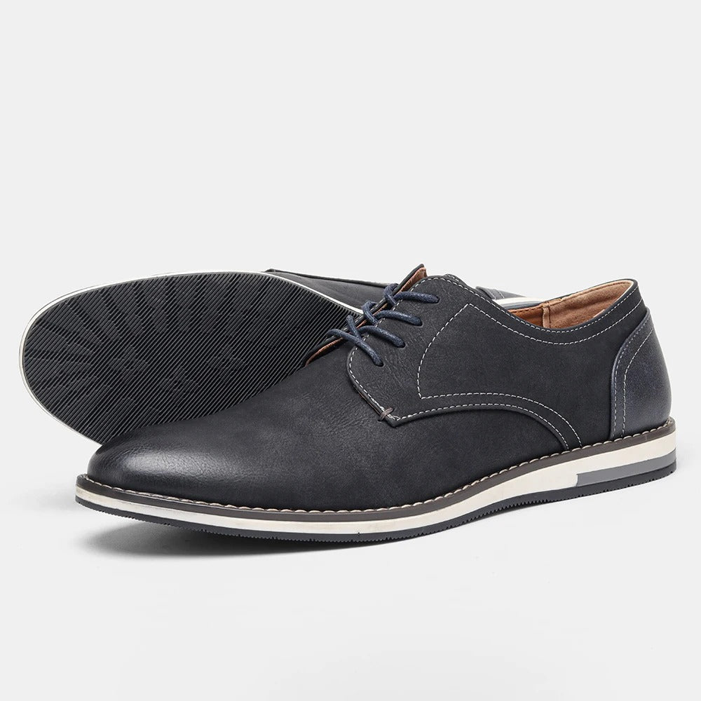 Bellmonte two-tone leather oxford shoes black denim-look quarters professional all-day comfort