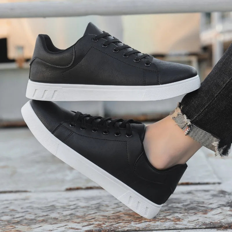 Belmonte white faux leather low-top sneakers with tonal stitching and cushioned footbed