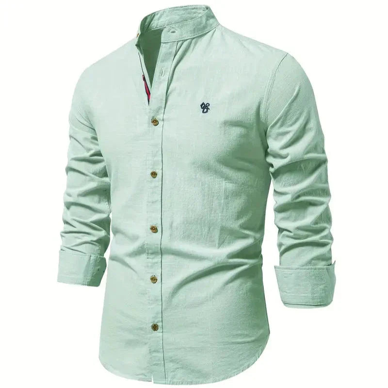 Men's slim fit breathable maxi shirt in neutral tone, all-season lightweight easy-care everyday style