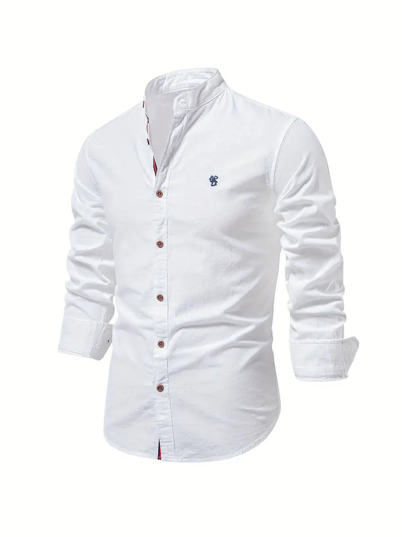James slim fit white cotton shirt for men, breathable semi-formal modern essential with tailored silhouette