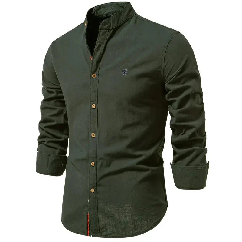 Men's slim fit breathable maxi shirt in neutral tone, all-season lightweight easy-care everyday wear