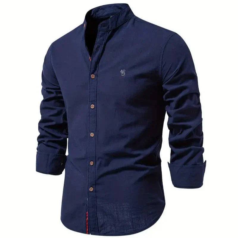 Men's slim fit breathable maxi shirt in neutral tone, versatile all-season easy-care design