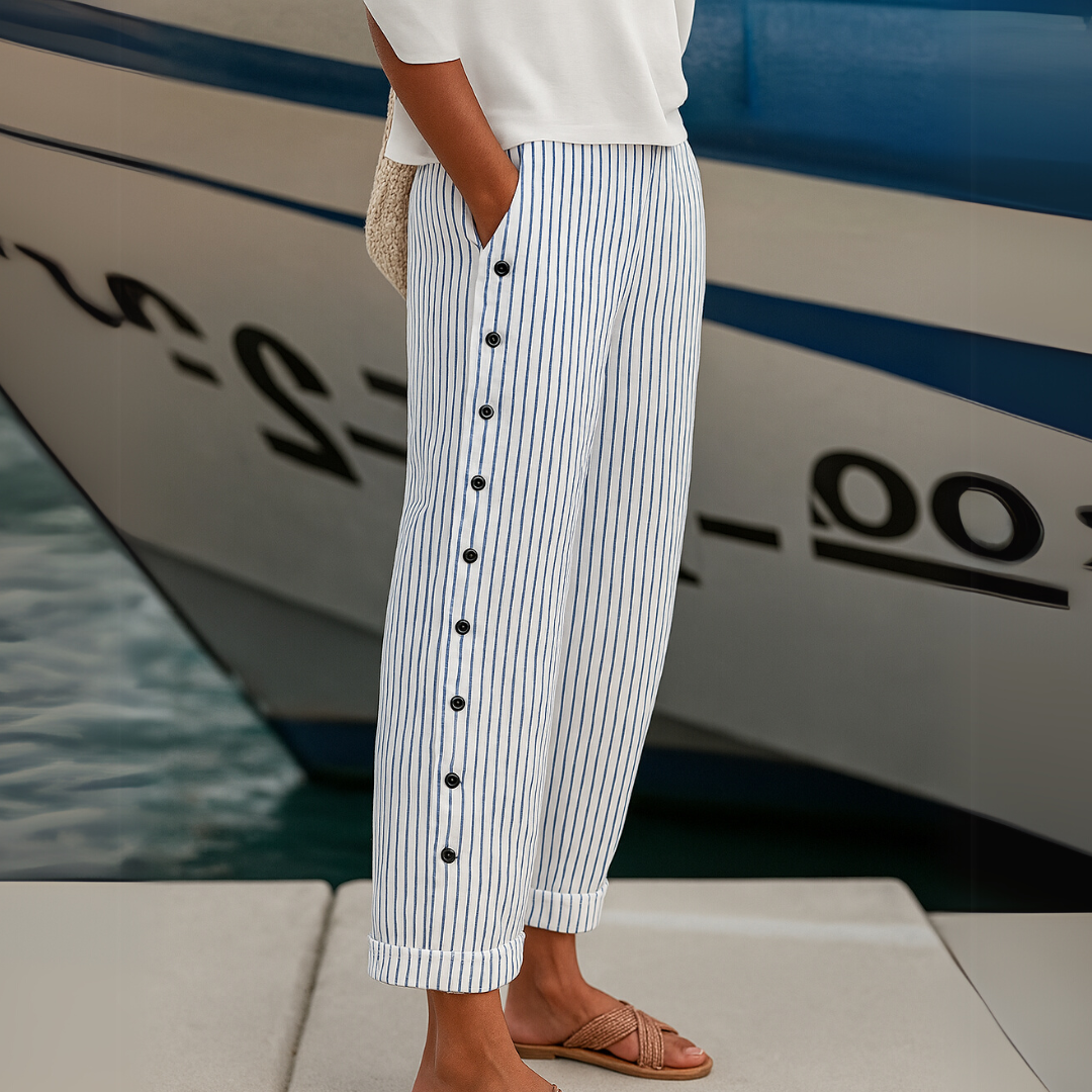Women's lightweight breathable high-waist leisure pants in solid color, relaxed fit everyday style
