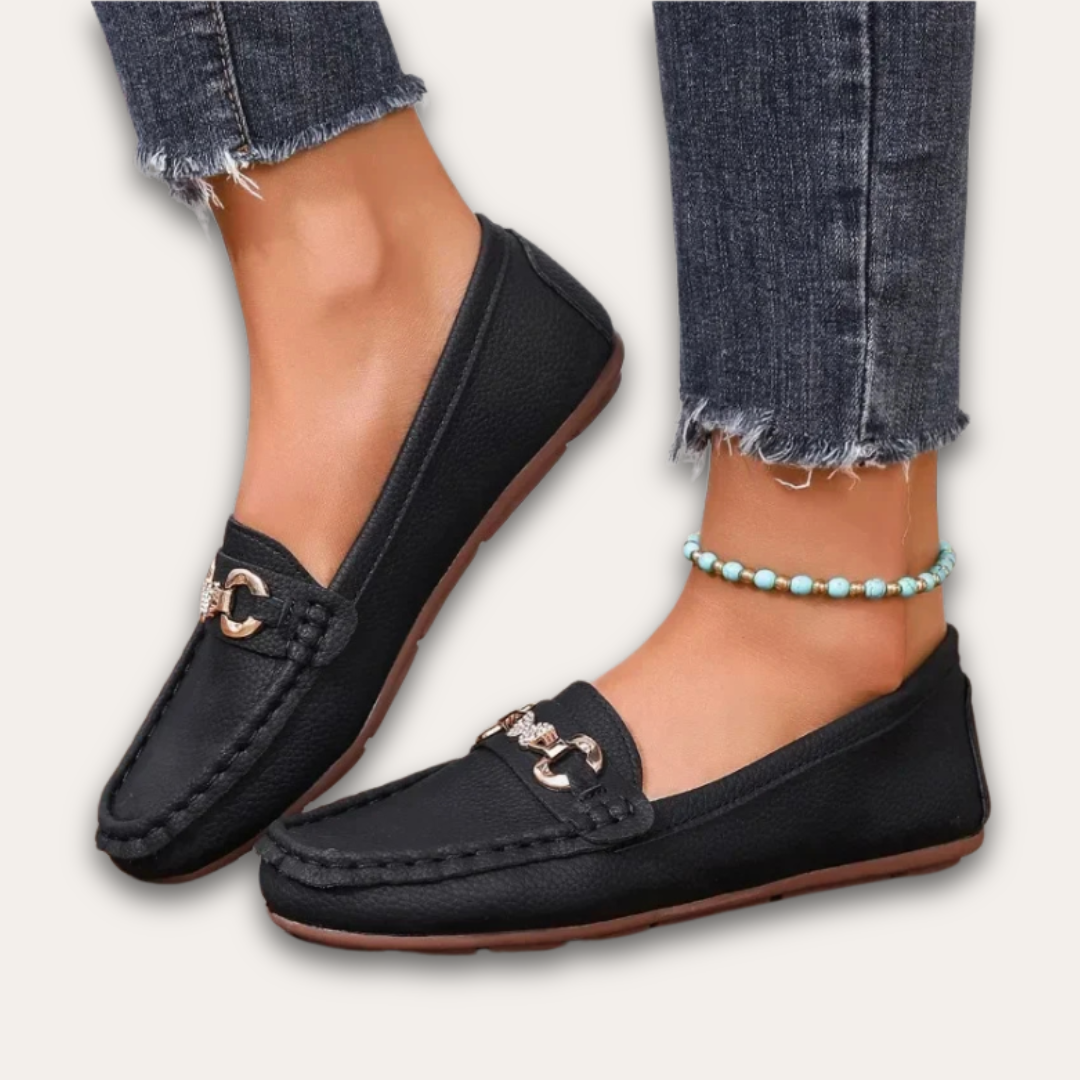 Women's flat loafers slip-on style neutral tone low-profile sole elegant everyday casual footwear