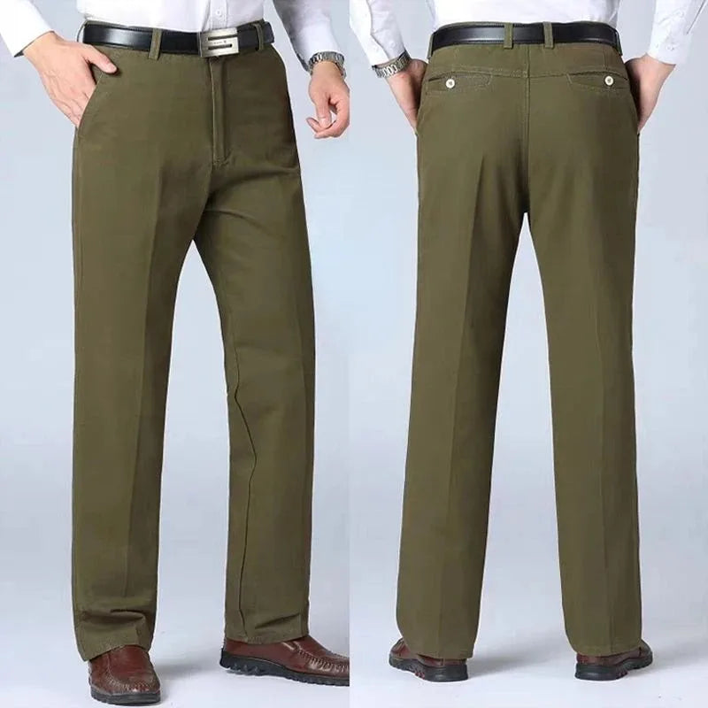 Men's loose fit khaki chinos versatile comfort pants for office and casual everyday wear