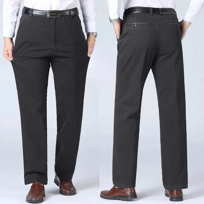 Men's khaki loose fit chino pants relaxed cut versatile office casual comfortable everyday wear