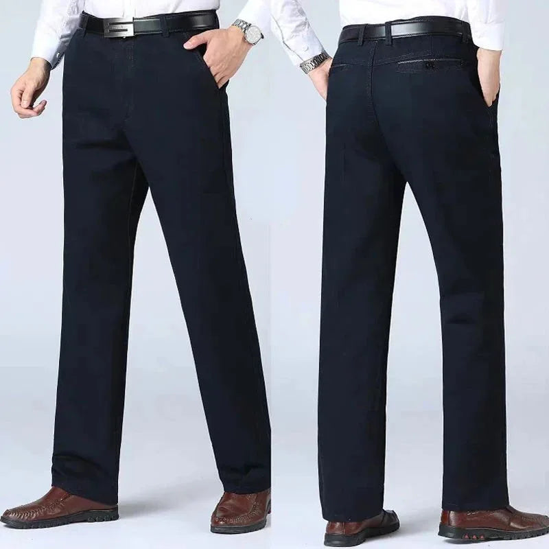 Men's loose fit khaki chinos versatile comfort pants for office and casual wear