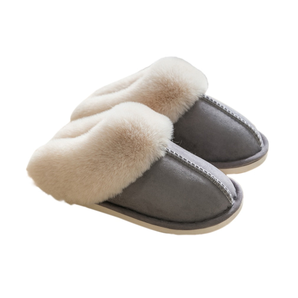 Cozy winter slippers with ultra-soft fluffy lining, slip-on style for indoor and outdoor warmth