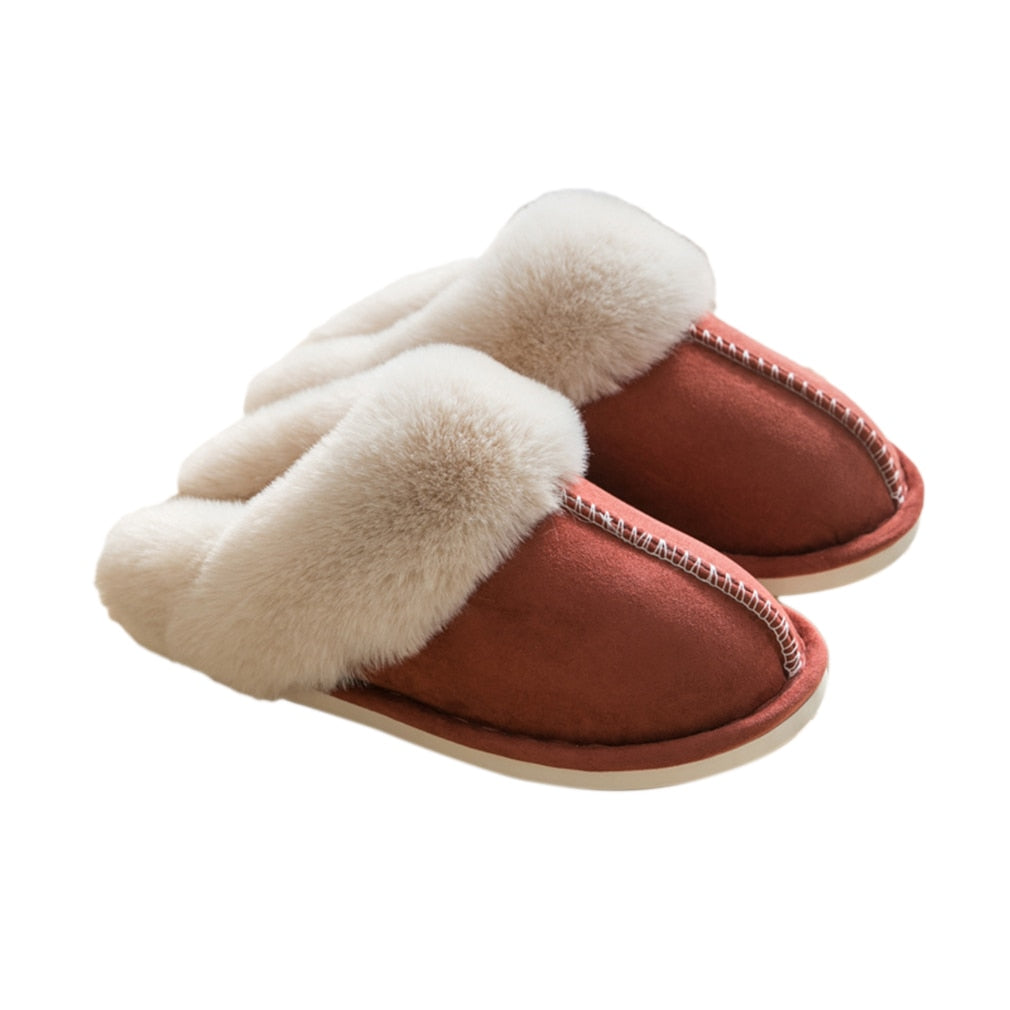 Cozy winter slippers with ultra-soft fluffy lining, slip-on style for indoor and outdoor warmth