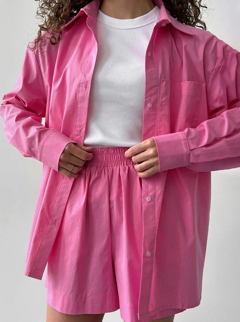 Women's two-piece long sleeve suit set soft fabric casual chic coordinated top and pants outfit