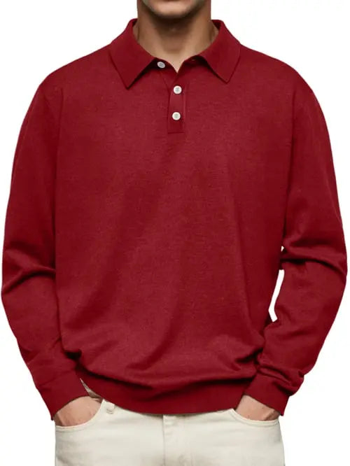 Men's long sleeve polo shirt classic fit versatile comfortable everyday style refined silhouette