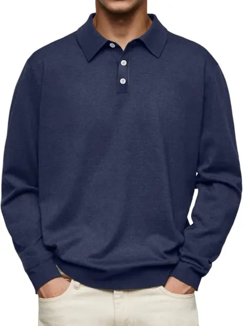 Men's long sleeve polo shirt classic fit versatile everyday comfort refined silhouette