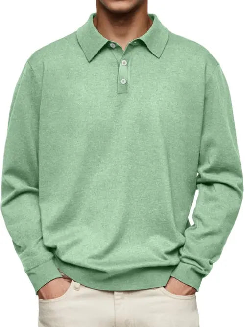 Men's long sleeve polo shirt classic fit versatile everyday comfort refined silhouette