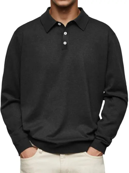 Men's long sleeve polo shirt classic fit versatile design for all-day comfort and refined style
