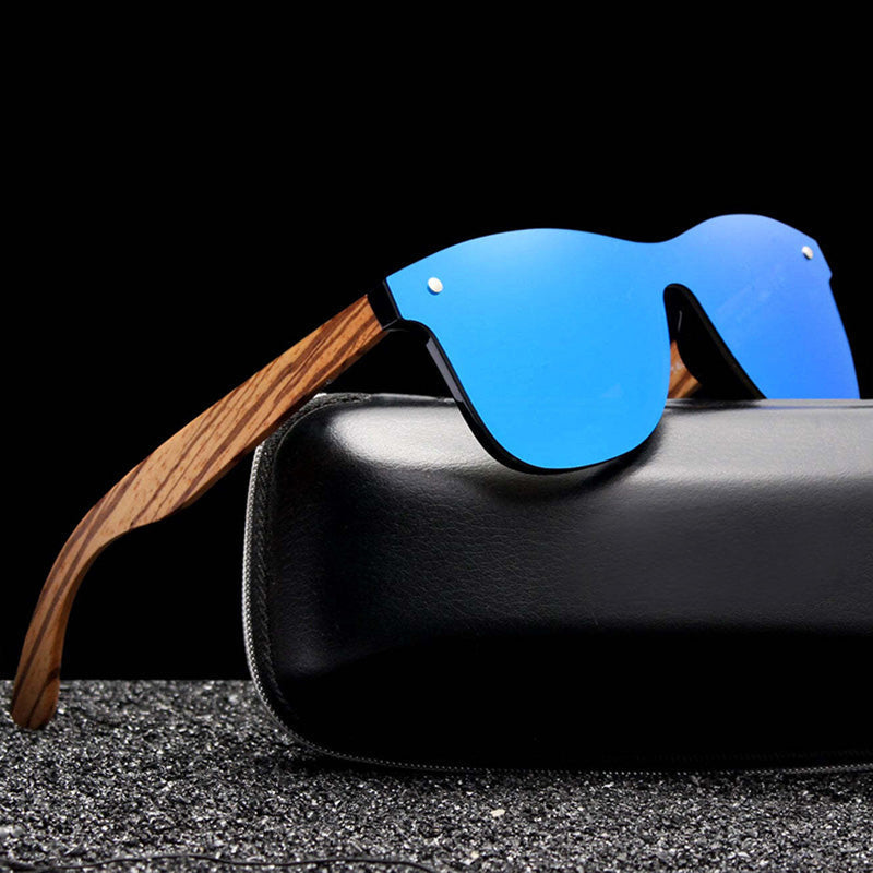 Bergen Zebrano wood sunglasses UV400 polarized lenses lightweight sporty handcrafted natural grain frame