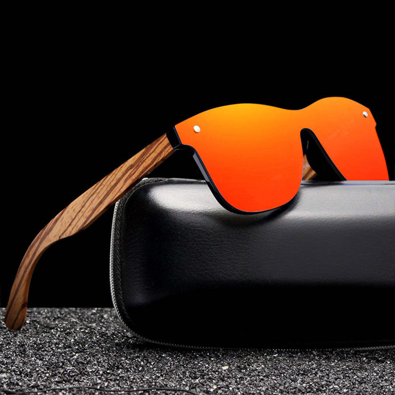 Bergen Zebrano wood handcrafted polarized sunglasses UV400 lightweight sporty frame natural grain
