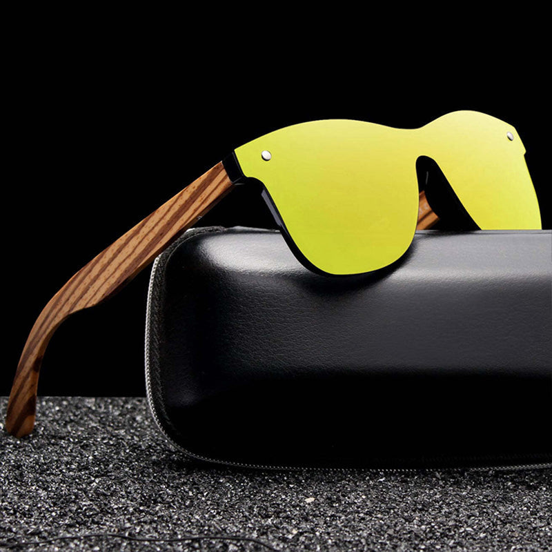 Bergen Zebrano wood handcrafted polarized sunglasses UV400 lightweight sporty frame natural grain