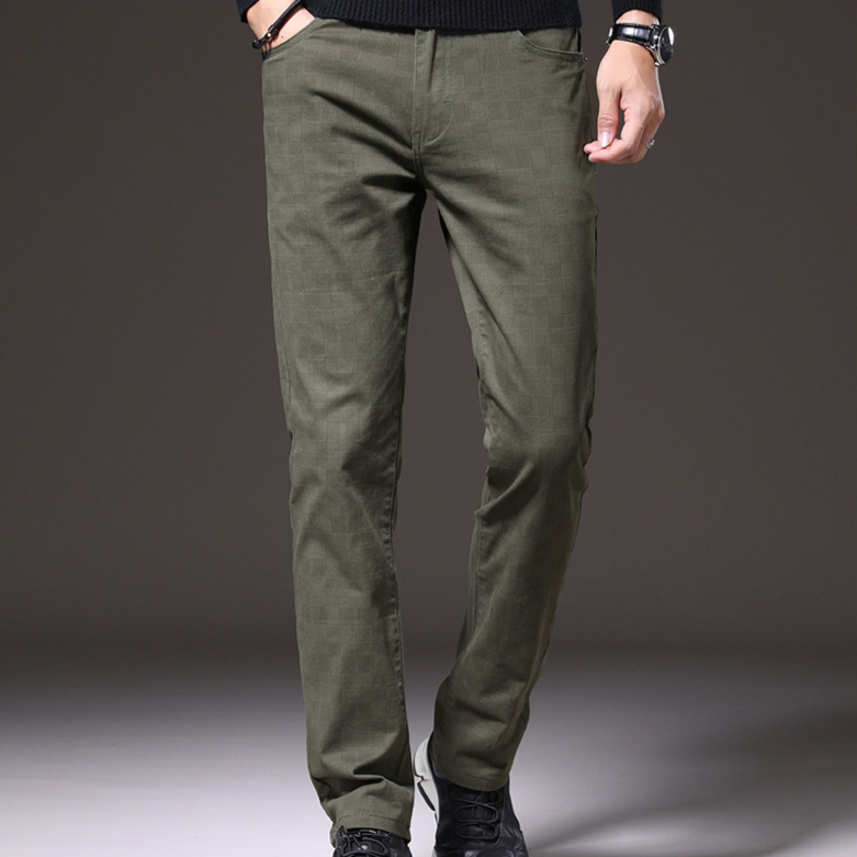 Slim fit plaid cotton blend trousers in autumn tones with heritage-inspired check pattern