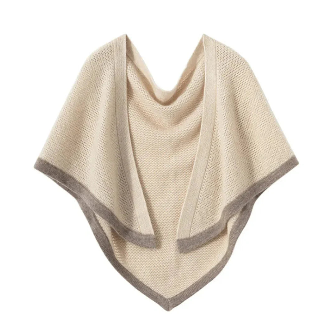 Women's cashmere shawl soft textured knit two-tone border all-season wrap luxurious warmth