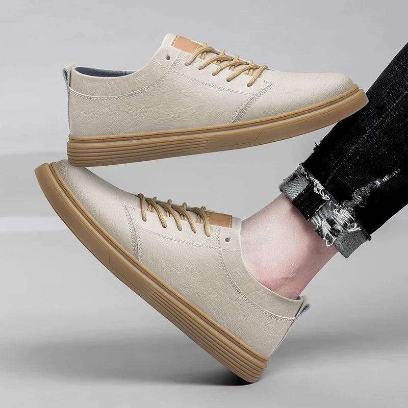 Men's Urbann-Vibe Bexley textured genuine leather sneakers with cushioned insole, versatile urban style
