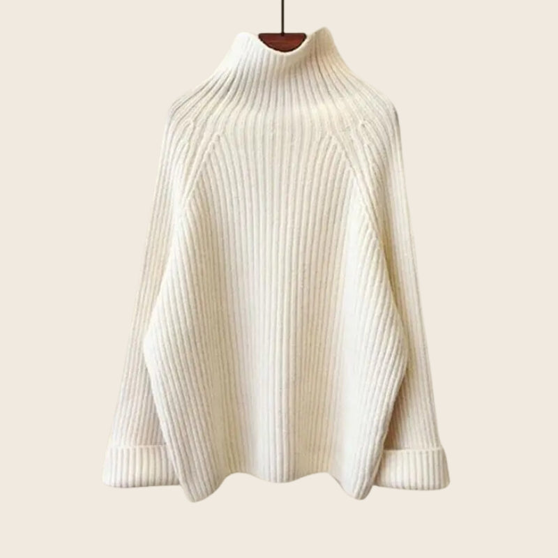 Women's beige three-piece knitted set ribbed turtleneck sweater cable-knit pants plush padded vest