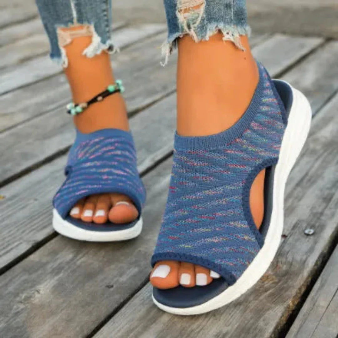 Women's open-toe mesh slip-on sandals lightweight breathable cushioned support casual walking
