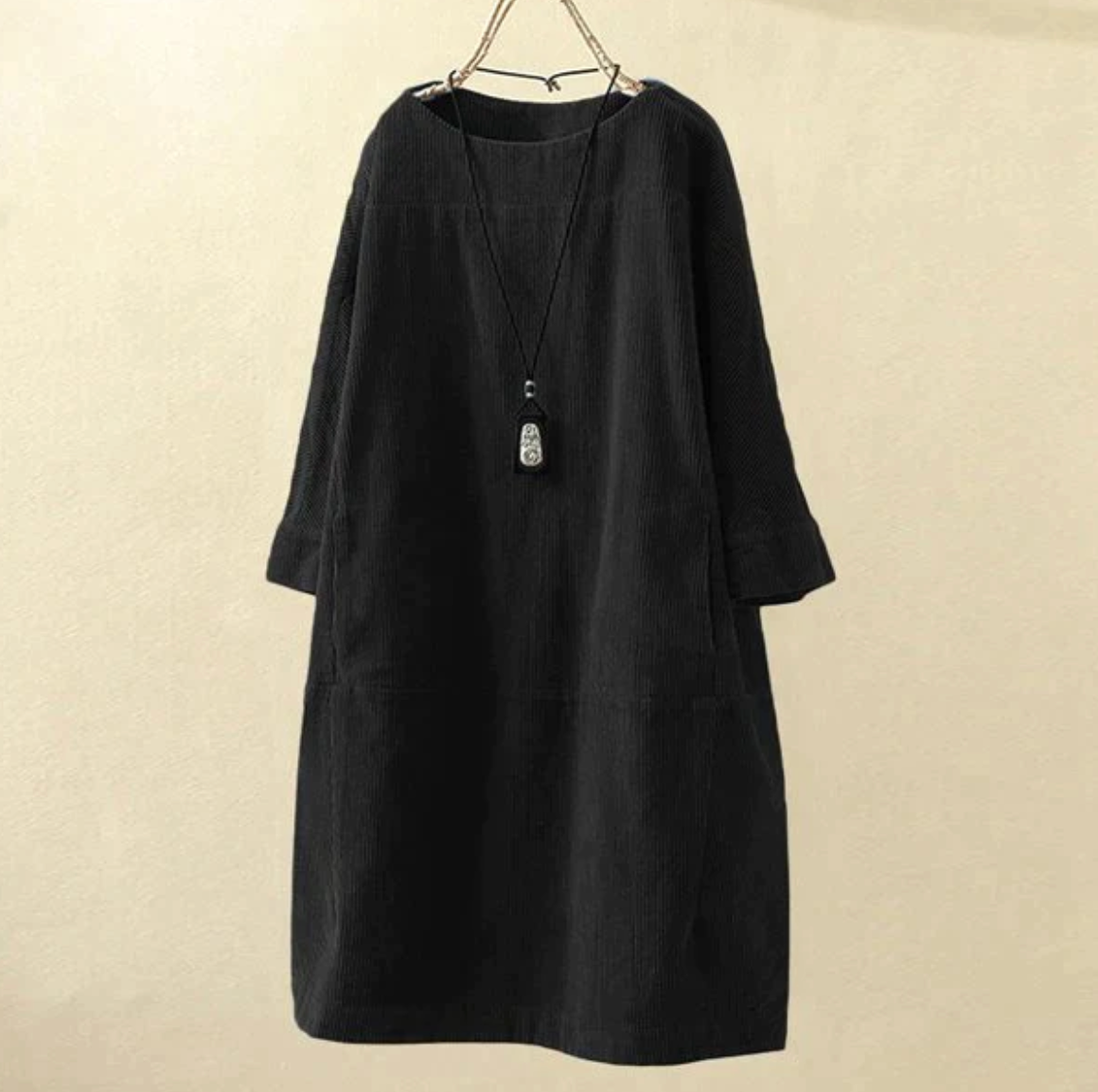 Women's Bertha corduroy dress in classic cut with subtle textured ribbed fabric for versatile daywear