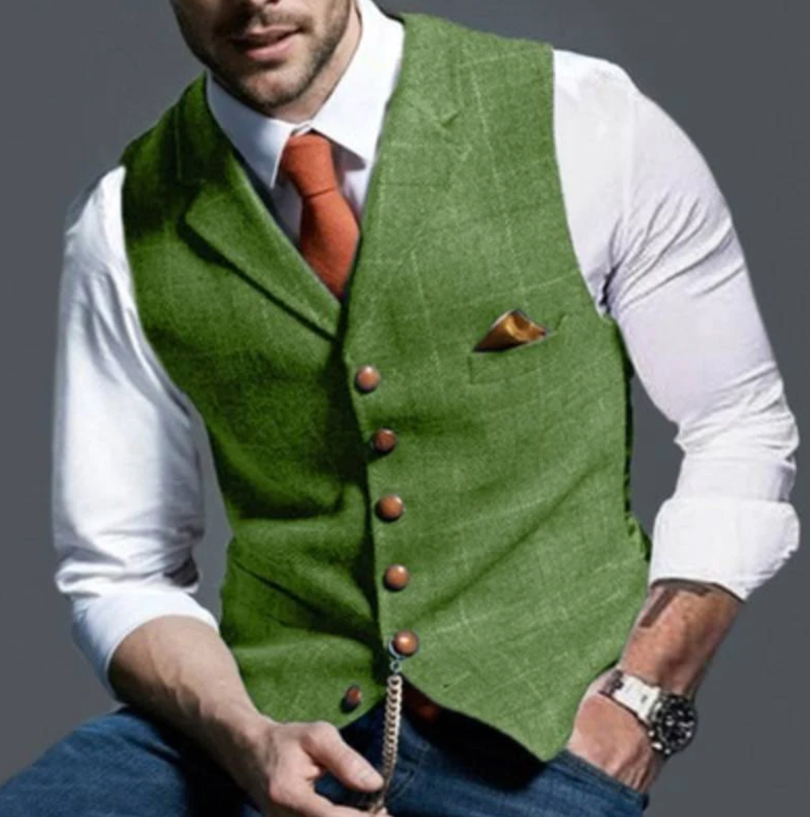 Men's classic fit elegant waistcoat versatile smart-casual formal wear with clean tailored lines