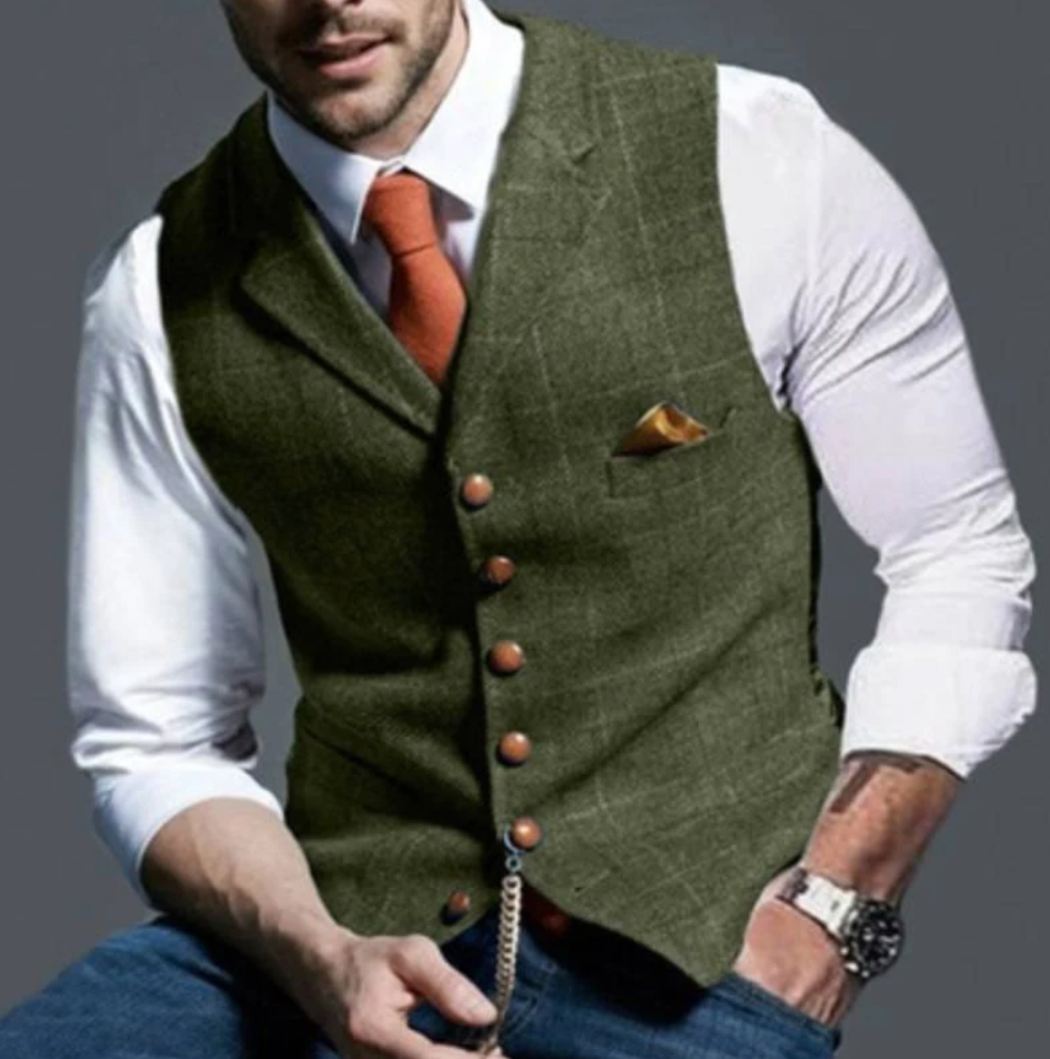 Men's classic fit waistcoat elegant versatile design with clean lines for formal or smart-casual wear