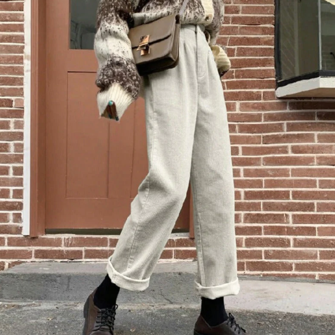 Women's relaxed fit corduroy leisure pants in soft durable fabric for all-day comfort