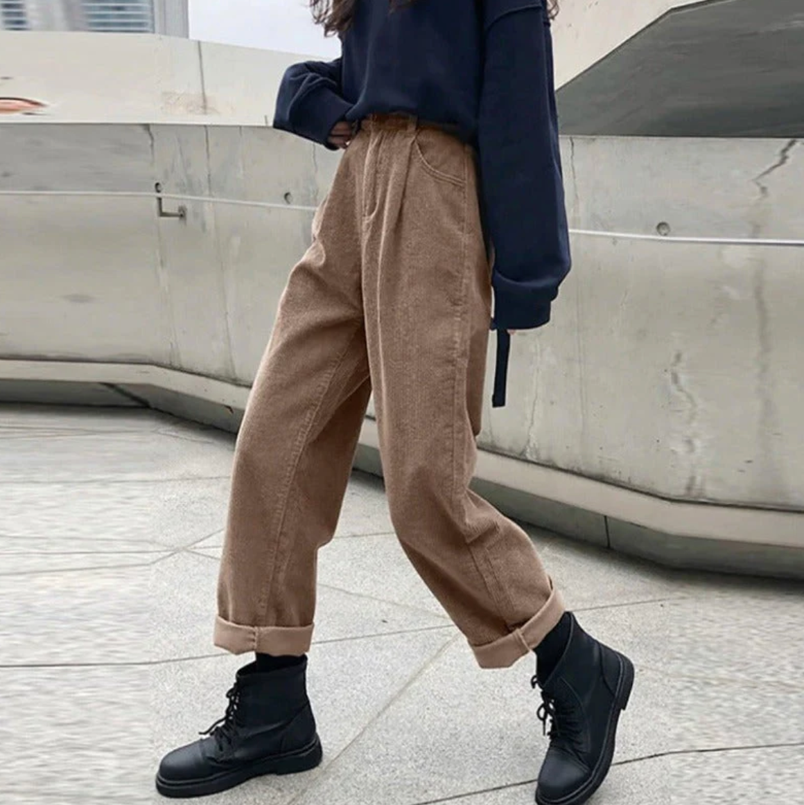 Women's relaxed fit corduroy leisure pants in soft durable fabric for all-day comfort