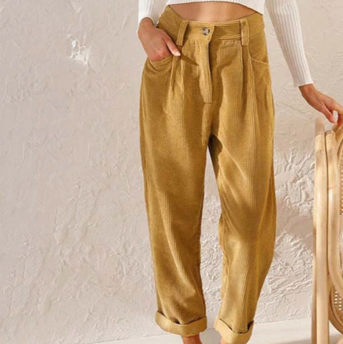 Women's relaxed fit corduroy leisure pants in soft durable fabric for all-day everyday comfort