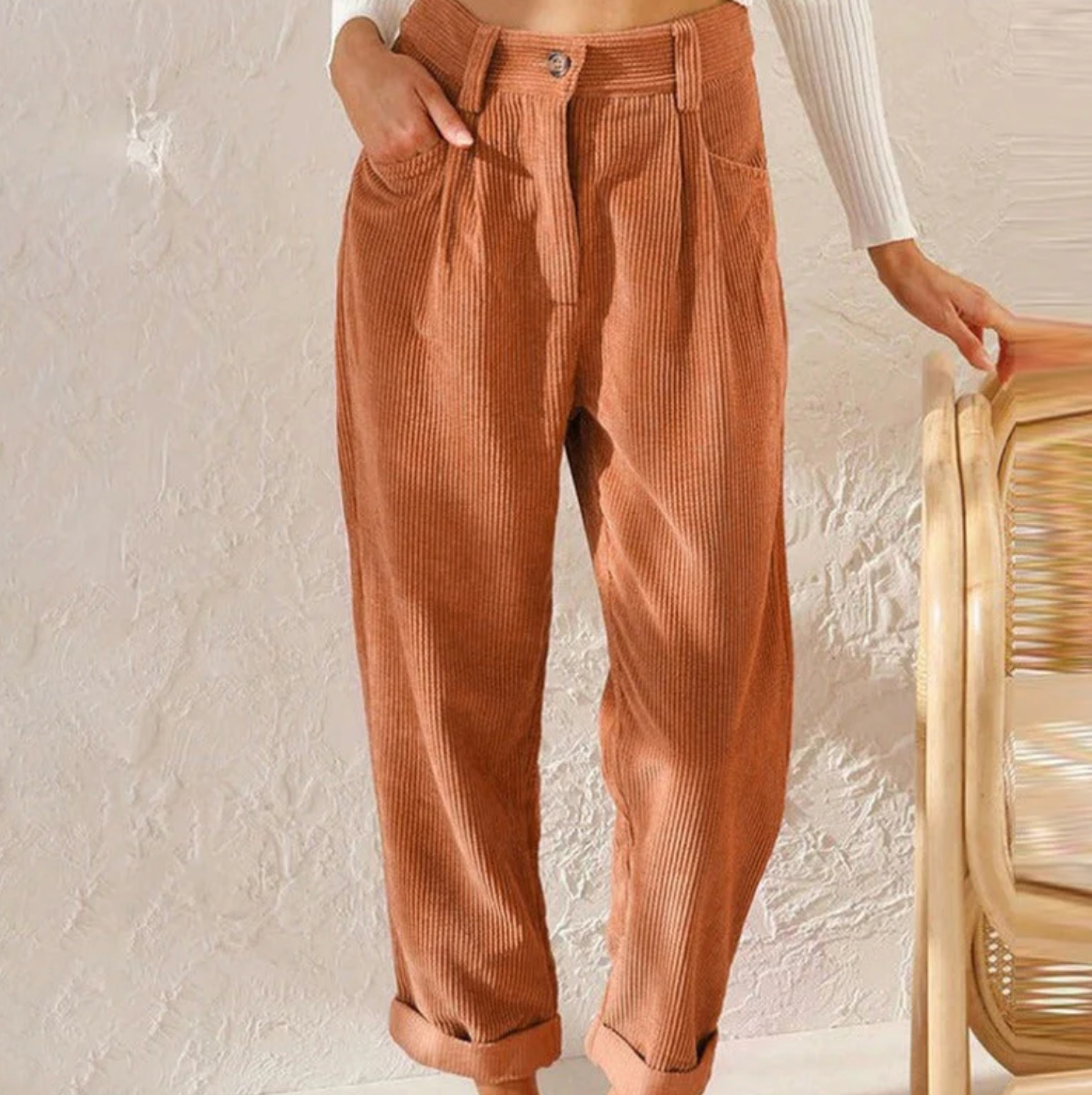 Women's relaxed fit corduroy leisure pants in soft durable fabric for all-day everyday comfort
