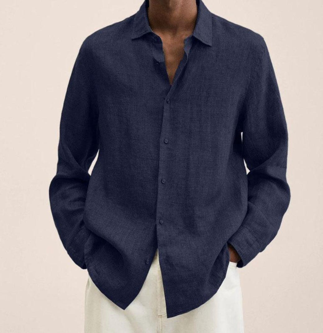 Vero Amsterdam beige linen-cotton blend shirt tailored regular fit breathable office weekend style