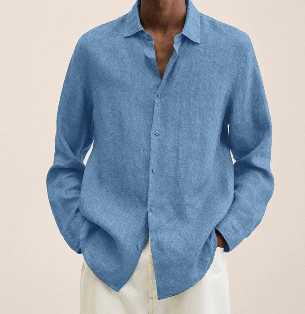 Vero Amsterdam linen-cotton blend shirt tailored regular fit breathable straight silhouette