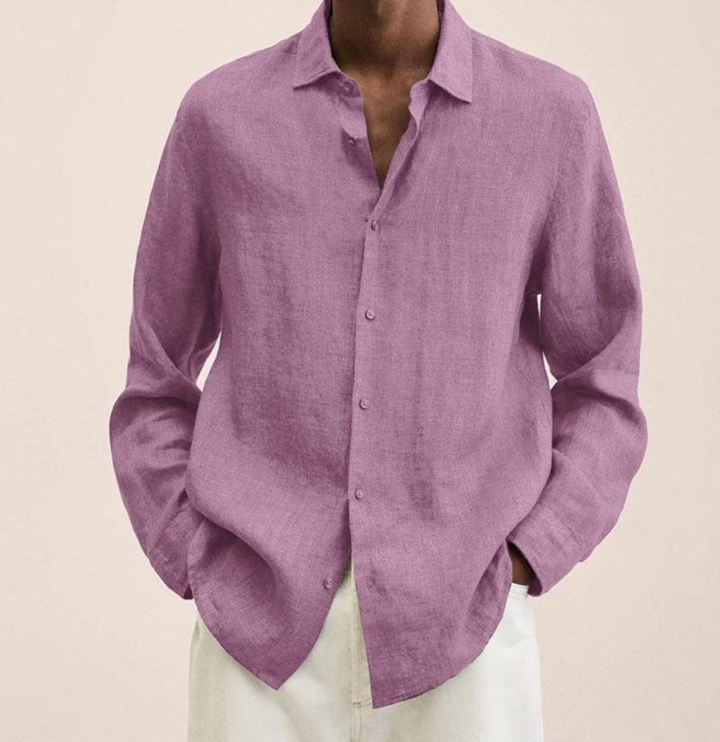 Vero Amsterdam linen-cotton blend shirt tailored regular fit breathable straight silhouette