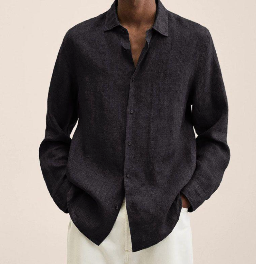 Vero Amsterdam linen-cotton blend shirt tailored regular fit breathable straight silhouette