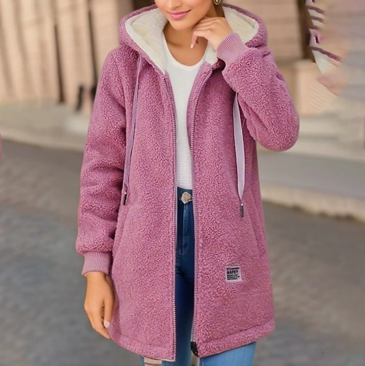 Women's warm fleece winter jacket cozy slim fit lightweight insulated layer for cold weather style