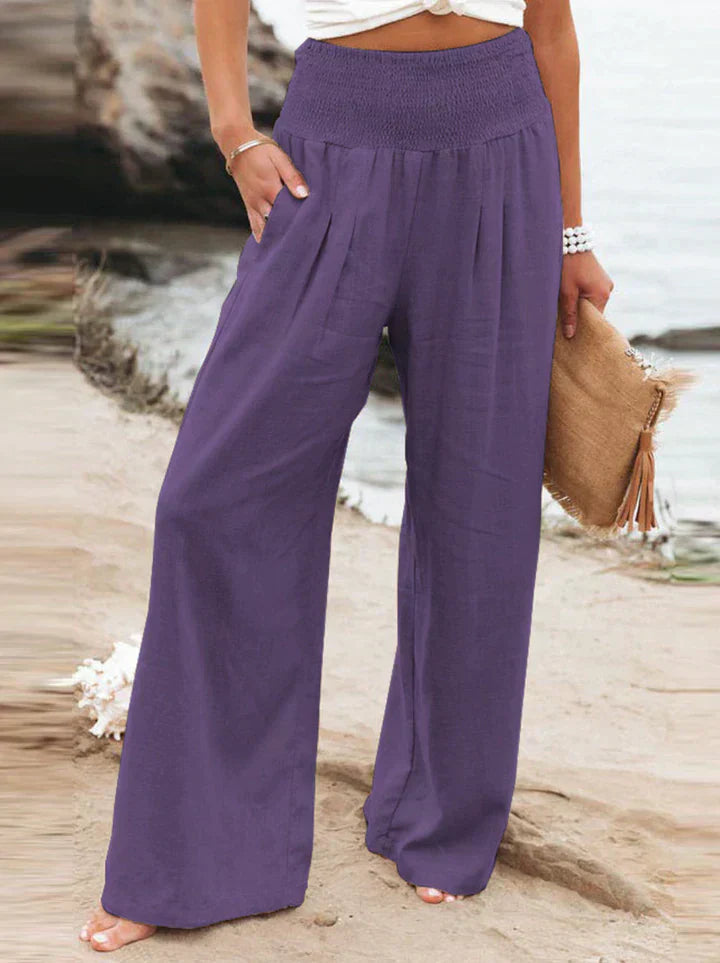 Women's wide-leg airy pants lightweight breathable fabric elegant silhouette all-day comfort