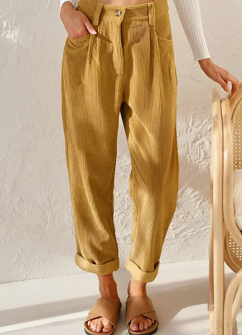 Women's striped pants timeless pattern versatile everyday polished comfortable all-season wear