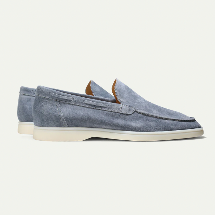 Men's handmade suede loafers Milan slip-on elegant luxury craftsmanship breathable everyday comfort