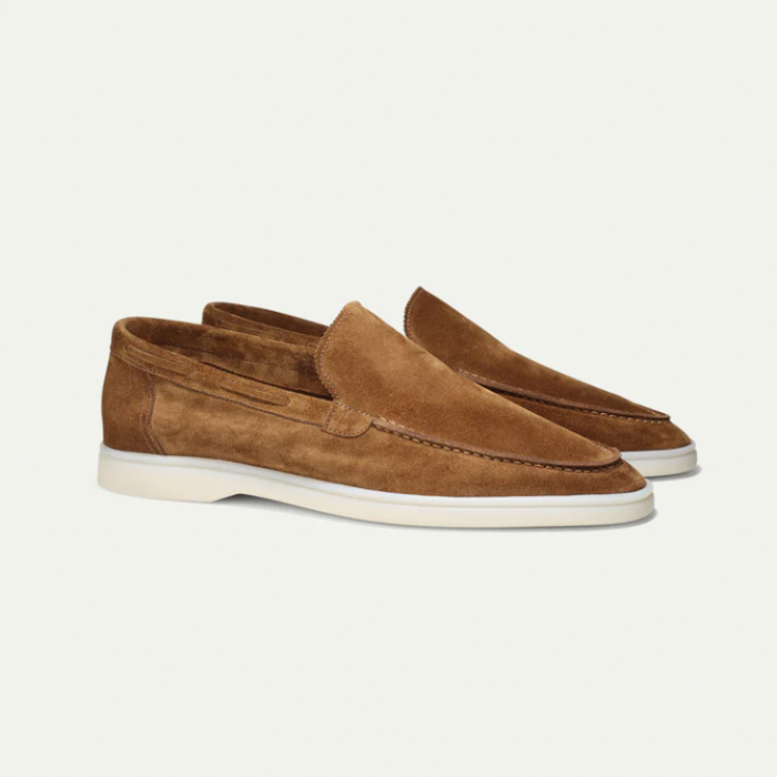 Men's handmade suede loafers Milan luxury slip-on shoes elegant everyday comfort craftsmanship