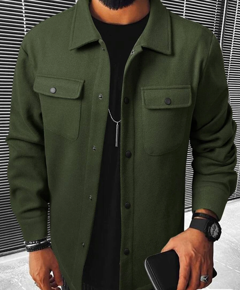 Josiah men's lightweight relaxed-fit spring jacket in neutral tone with classic button closure